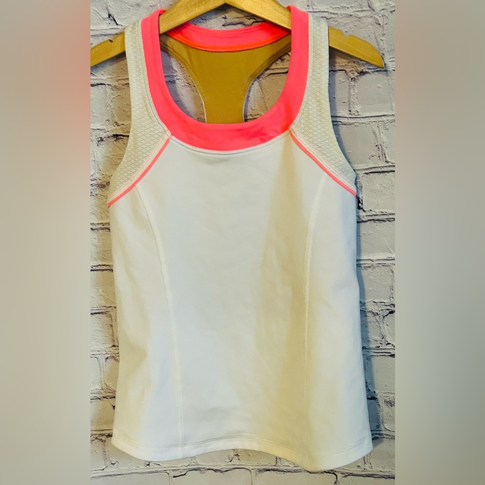 IVIVVA by LULULEMON girls size 8 white / pink lined tank - Picture 2 of 4